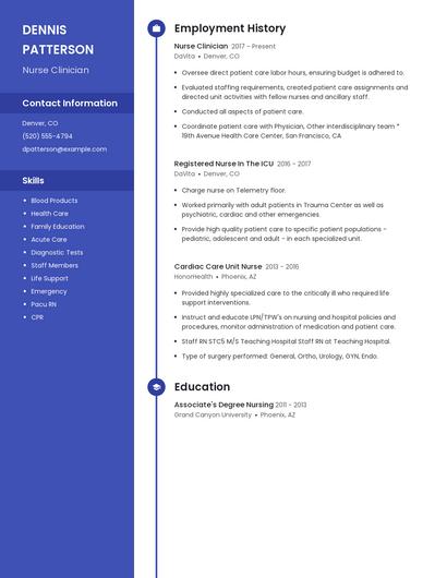 Nurse Clinician Resume