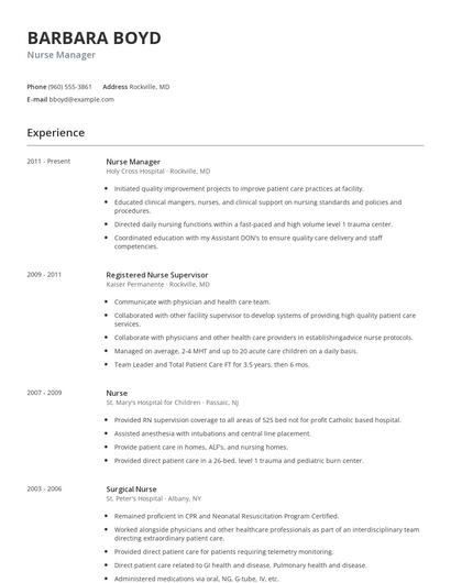 Nurse Manager Resume