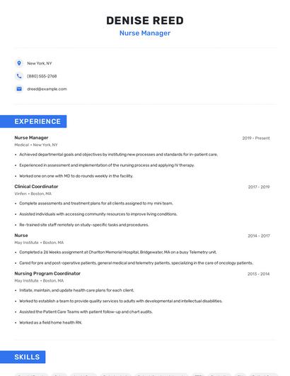 Nurse Manager Resume