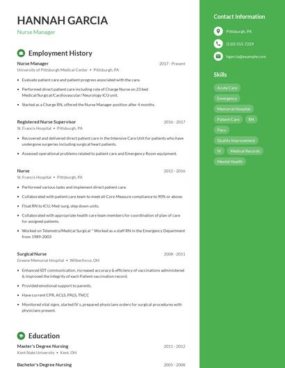 Nurse Manager Resume