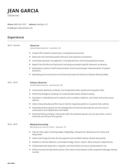 Observer Resume