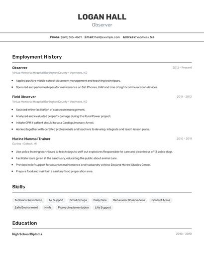 Observer Resume