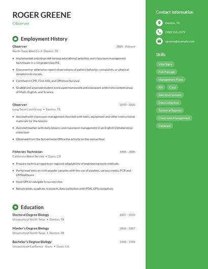 Observer Resume