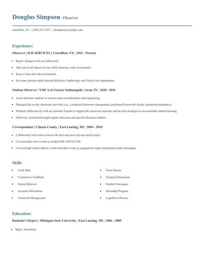 Observer Resume