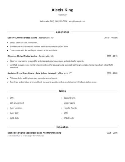Observer Resume