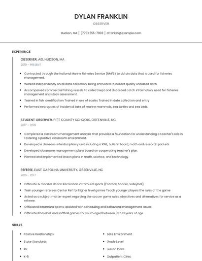 Observer Resume