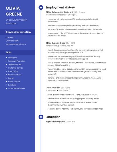 Office Automation Assistant Resume