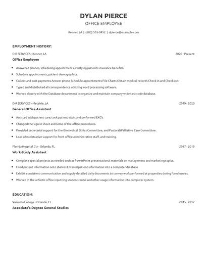 Office Employee Resume