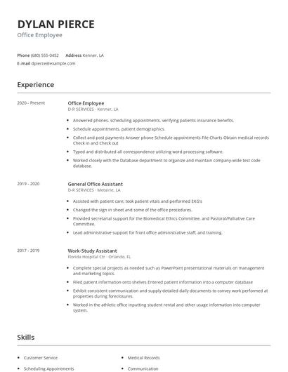 Office Employee Resume