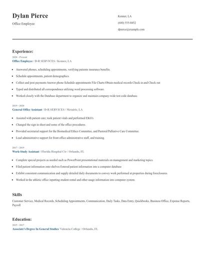 Office Employee Resume