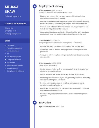 Office Inspector Resume