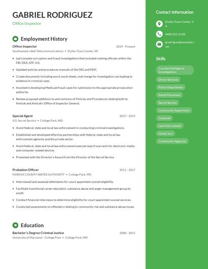 Office Inspector Resume