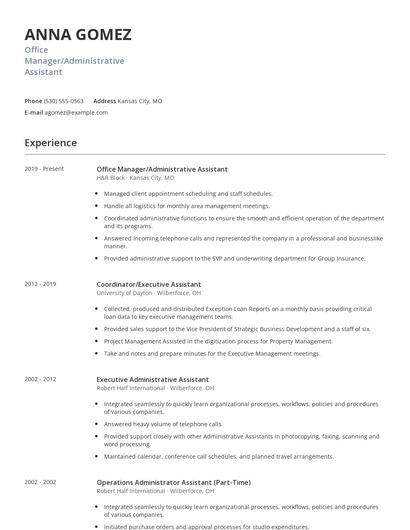 Office Manager/Administrative Assistant Resume