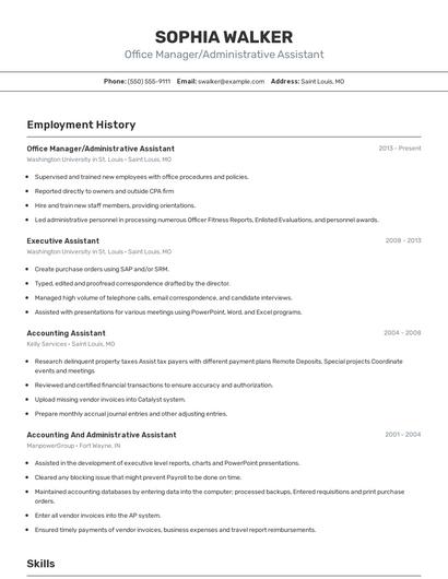 Office Manager/Administrative Assistant Resume