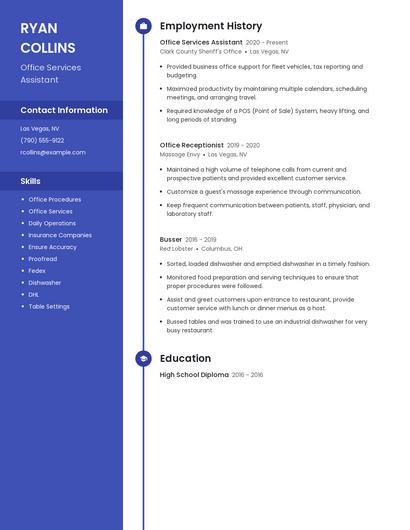 Office Services Assistant Resume