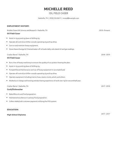 Oil Field Caser Resume