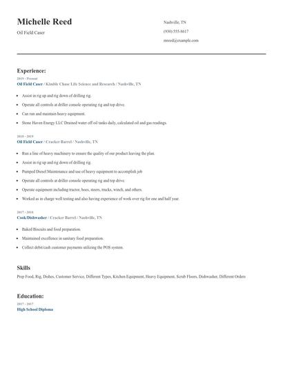 Oil Field Caser Resume