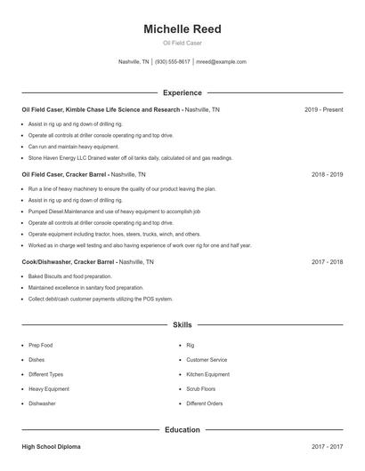 Oil Field Caser Resume
