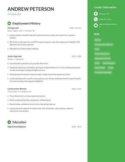 Oil Operator Resume