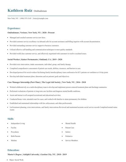 Ombudsman Resume