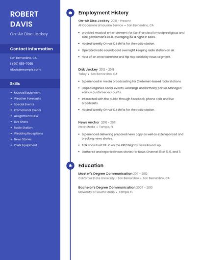 On-Air Disc Jockey Resume