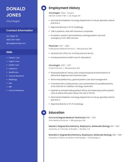 Oncologist Resume