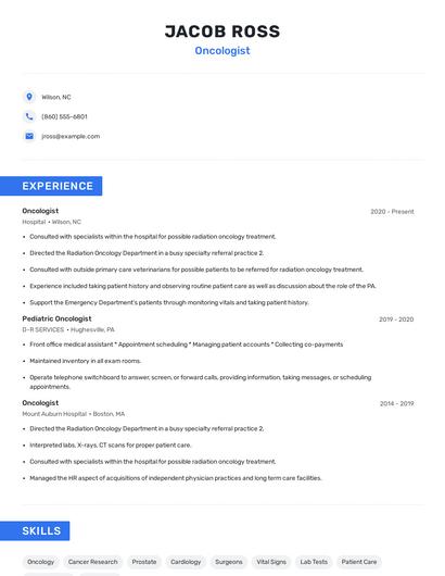 Oncologist Resume