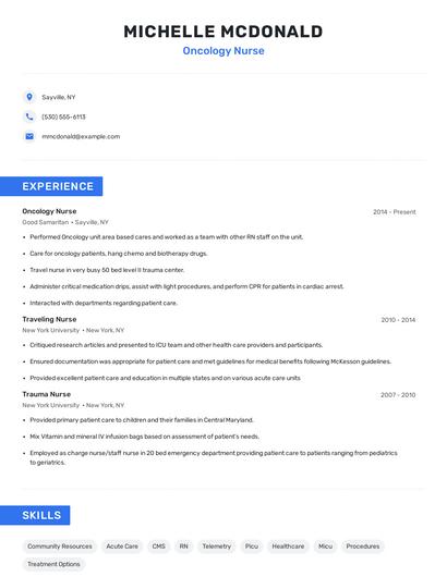 Oncology Nurse Resume