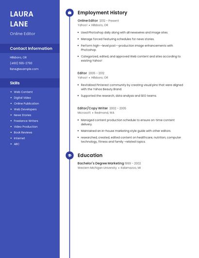 Online Editor Resume