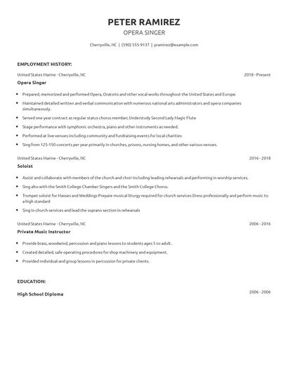 Opera Singer Resume