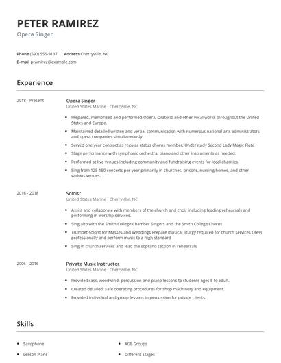 Opera Singer Resume