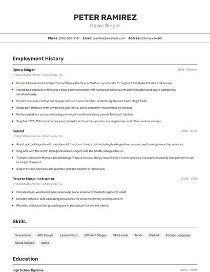 Opera Singer Resume