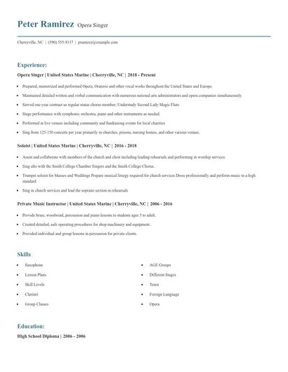 Opera Singer Resume