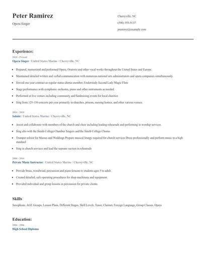 Opera Singer Resume