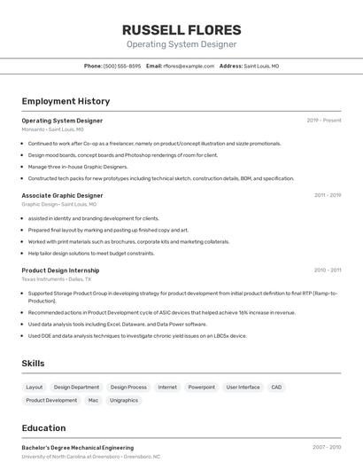 Operating System Designer Resume