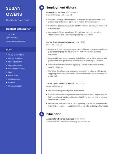 Operations Advisor Resume