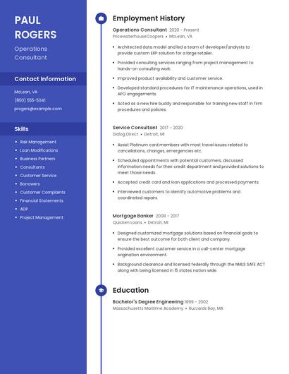 Operations Consultant Resume
