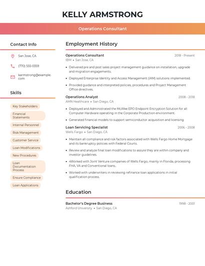 Operations Consultant Resume