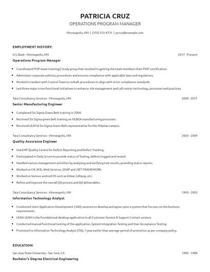 Operations Program Manager Resume