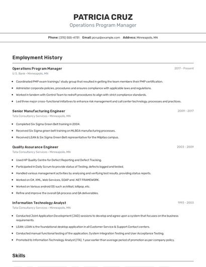 Operations Program Manager Resume