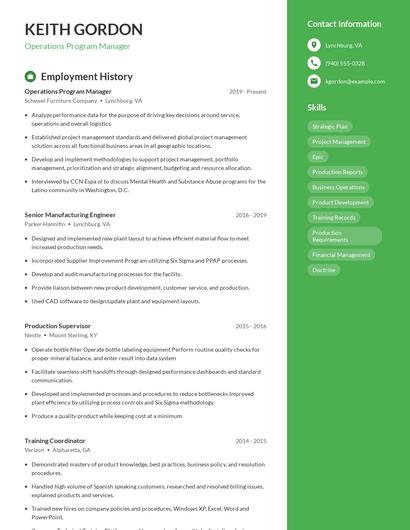 Operations Program Manager Resume