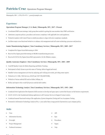 Operations Program Manager Resume