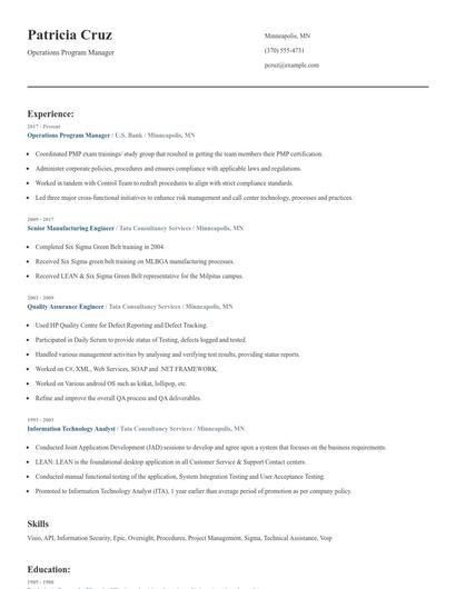 Operations Program Manager Resume