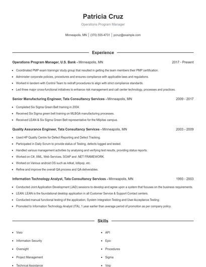 Operations Program Manager Resume