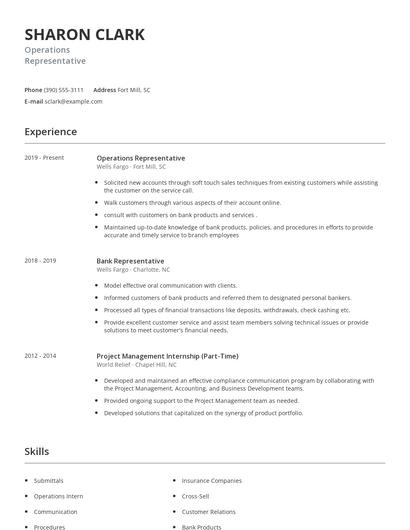 Operations Representative Resume