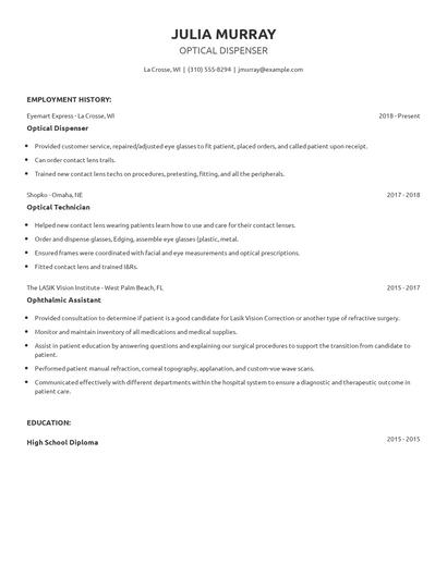Optical Dispenser Resume