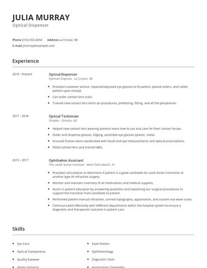 Optical Dispenser Resume
