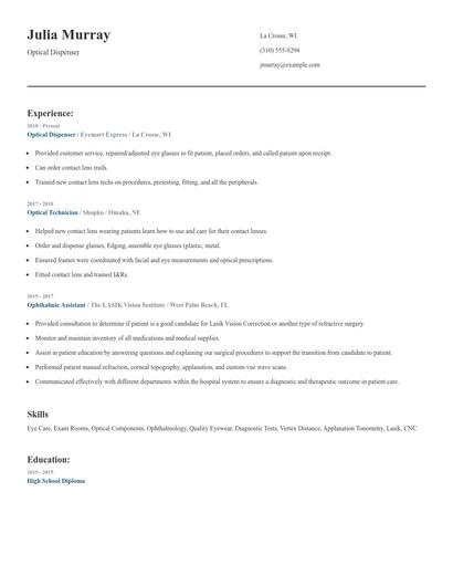 Optical Dispenser Resume