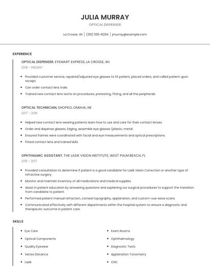Optical Dispenser Resume