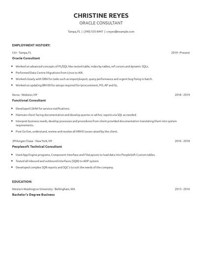 Oracle Consultant Resume